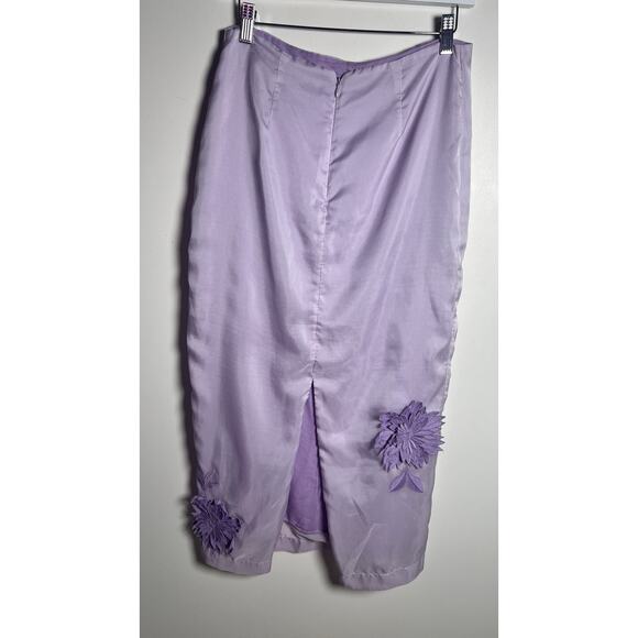 Anthropologie x Maeve 3D Bloom Column Lavender Organza MIDI Pencil Skirt Size 8 - Picture 6 of 13
